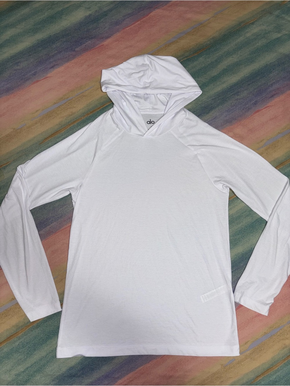 Alo Yoga Hoodie Men's size M White Conquer Performance Pullover Stretch Gym